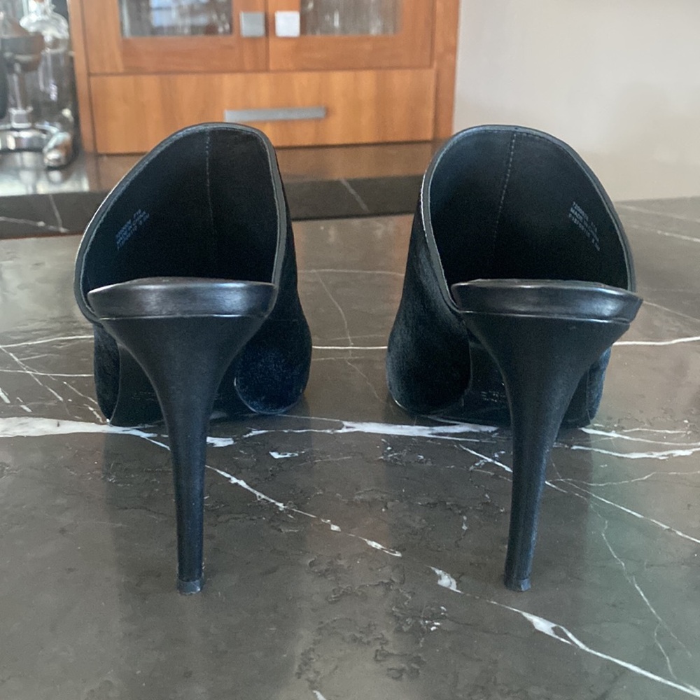 Rachel Zoe Marlene Velvet Peep-Toe black Mule Heels, 8.5 - Picture 3 of 4